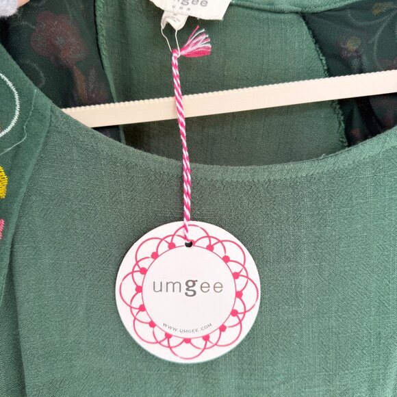 🆕 NWT Umgee Embroidered Linen Blend High Low Dress Green Size S - Picture 7 of 11